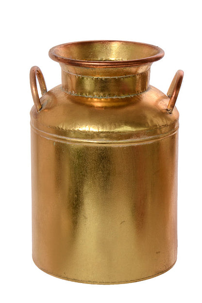 12" Metal Milk Can With Handle Gold