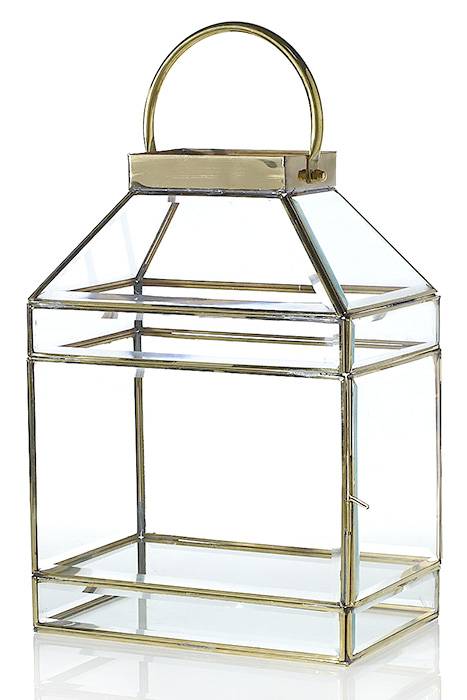 10.25&quot; X 14&quot; X 6.75&quot; Glass Lantern