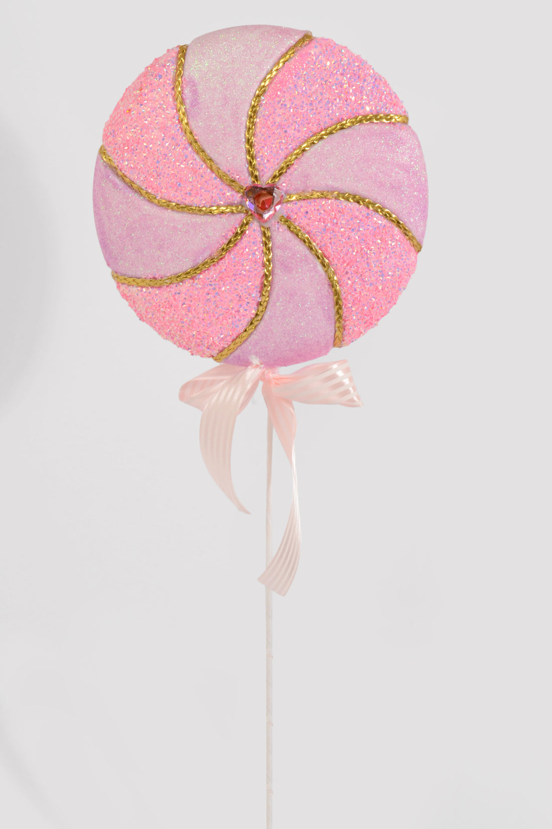 27" Glitter/Tinsel/Beaded Swirl Lollipop Pink/Purple