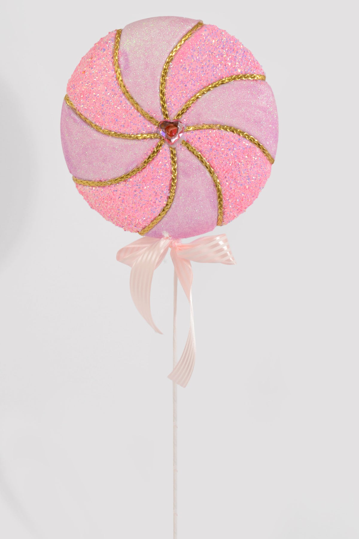 27" Glitter/Tinsel/Beaded Swirl Lollipop Pink/Purple