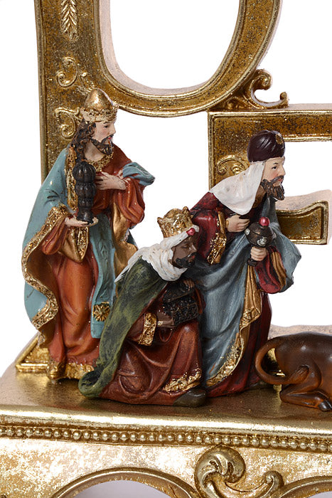 22" Resin Ornament Peace Nativity Table Piece Gold/Multi-Color