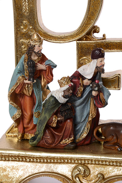22" Resin Ornament Peace Nativity Table Piece Gold/Multi-Color
