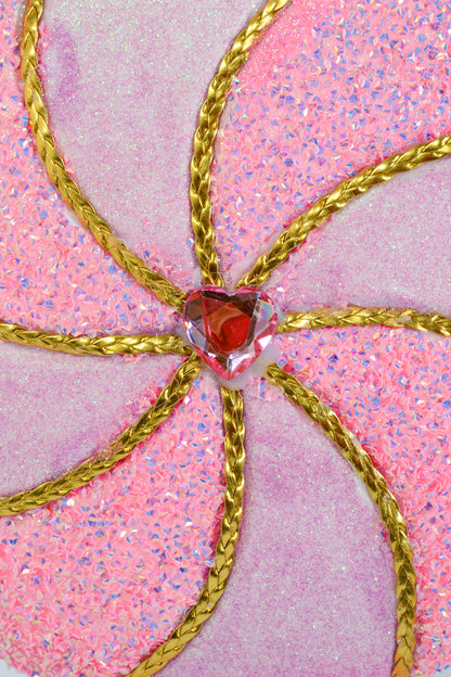27" Glitter/Tinsel/Beaded Swirl Lollipop Pink/Purple