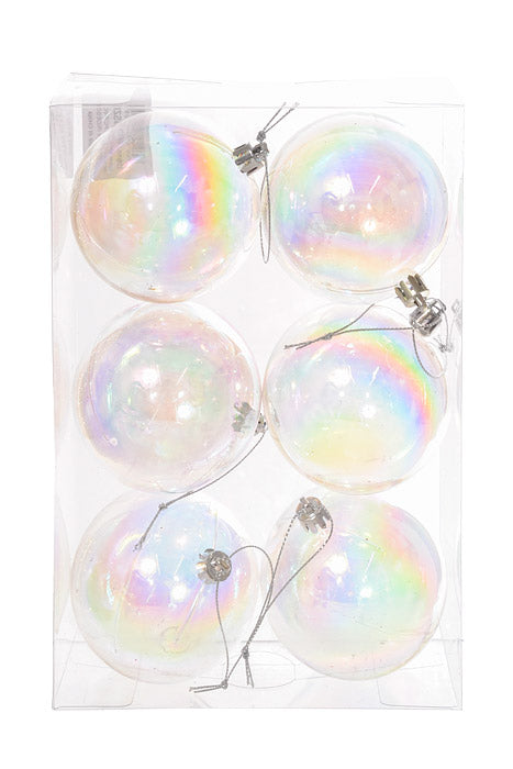 80Mm Ball Ornament (Clear Iridescent) Pkg/6