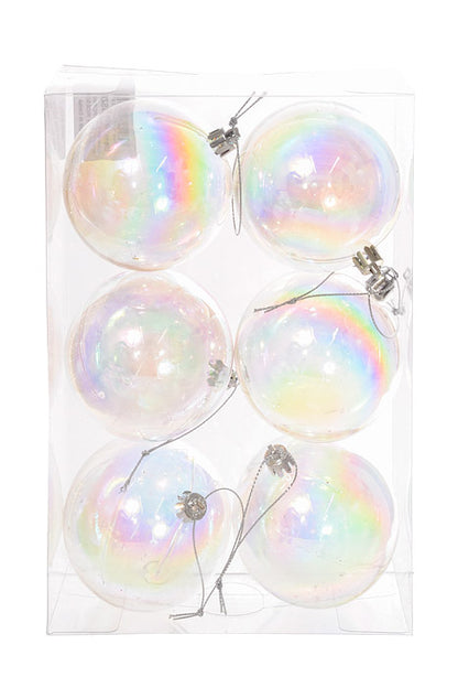 80Mm Ball Ornament (Clear Iridescent) Pkg/6