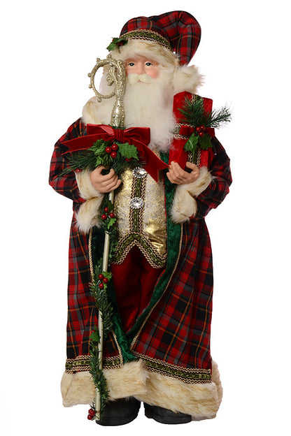 36" Santa With Staff And Packages Red/Green