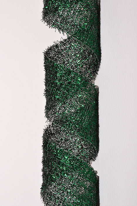 2.5" X 10Yds Wired Long Confetti Metallic Ribbon Hunter Green