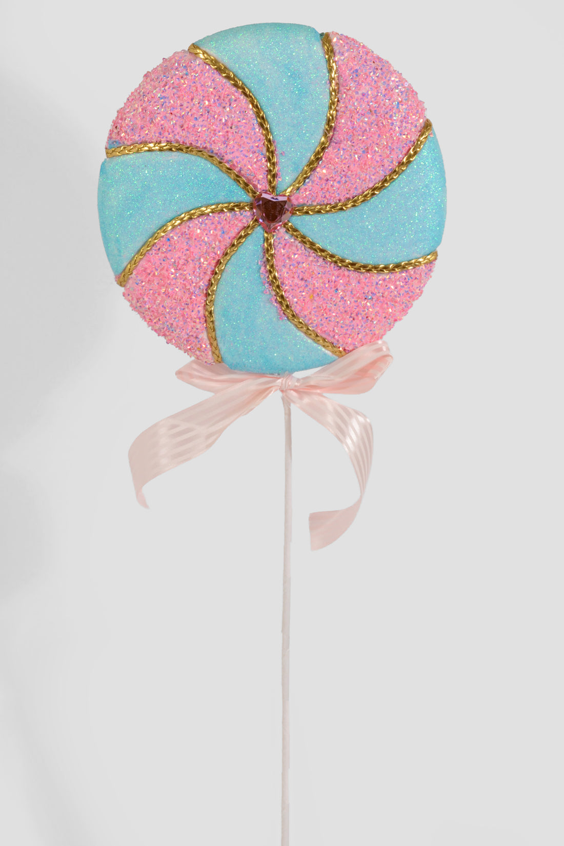 27" Glitter/Tinsel/Beaded Swirl Lollipop Pink/Blue