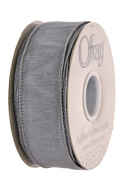1.5" X 25 Yds Wired Anisha Ribbon Grey
