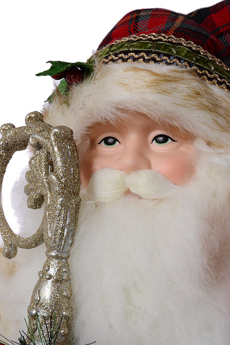 36" Santa With Staff And Packages Red/Green