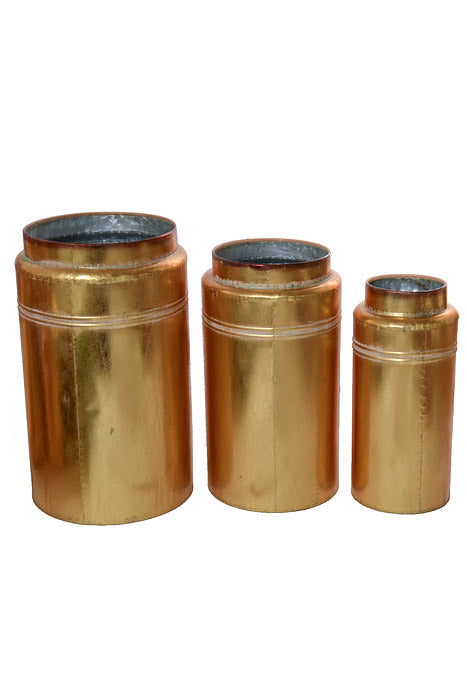 12" / 13.5" / 15" Metal Milk Can Gold Set/3