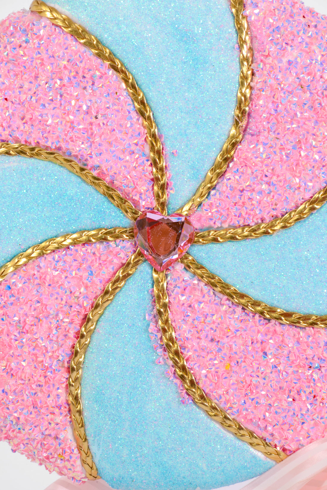 27" Glitter/Tinsel/Beaded Swirl Lollipop Pink/Blue