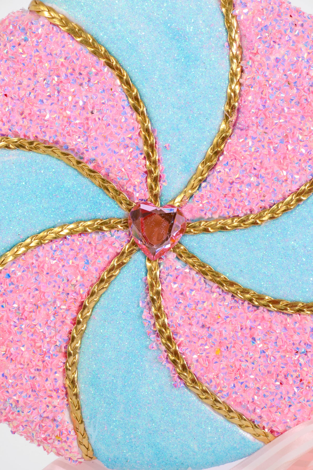 27" Glitter/Tinsel/Beaded Swirl Lollipop Pink/Blue