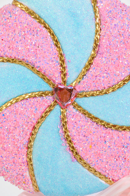 27" Glitter/Tinsel/Beaded Swirl Lollipop Pink/Blue