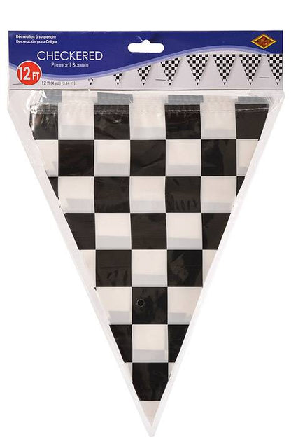 11"x 12ft Checkered Pennant Banner Black/White