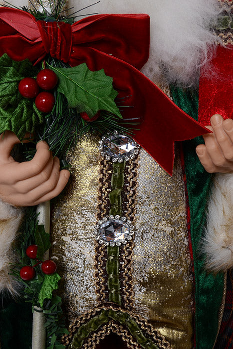 36" Santa With Staff And Packages Red/Green