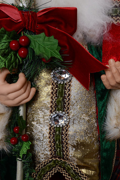 36" Santa With Staff And Packages Red/Green