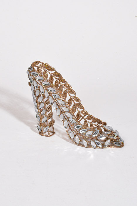 6.5" Glitter Rhinestone High Heel Clear/Champagne