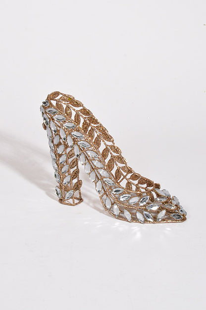 6.5" Glitter Rhinestone High Heel Clear/Champagne