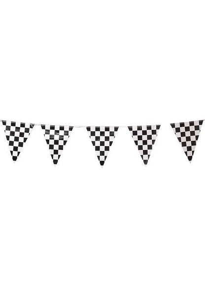 11"x 12ft Checkered Pennant Banner Black/White