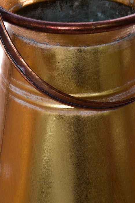 16.5" Metal Milk Can With Handle Gold
