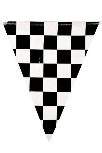 11"x 12ft Checkered Pennant Banner Black/White