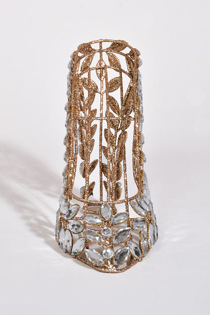 6.5" Glitter Rhinestone High Heel Clear/Champagne