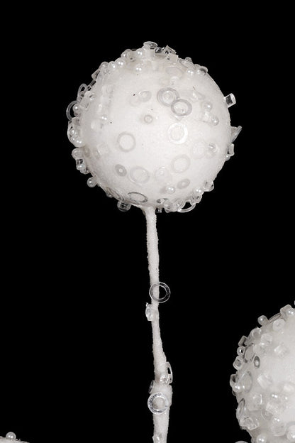 20" Glittered Ball Spray White