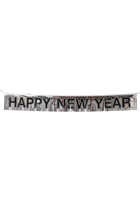5ft Metallic Happy New Year Fringe Banner Silver