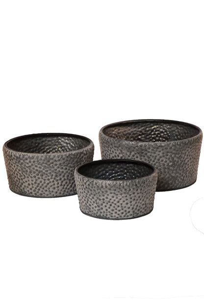 4.25" / 5" / 5.75" Metal Round Planter Gray Set/3