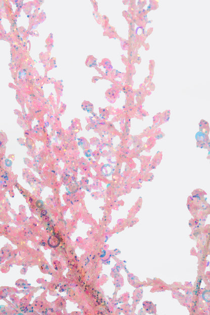 32" Glitter Coral Twig Stem W/Sequins Pink