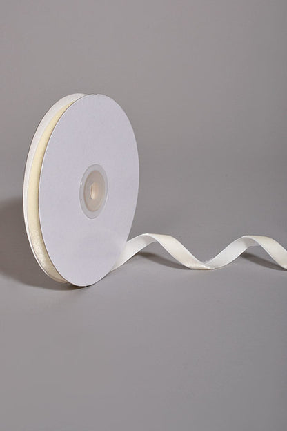3/8" X 10Yds Velvet Woven Vintage Ribbon Eggshell