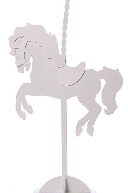 35" Carved Wooden Horse White