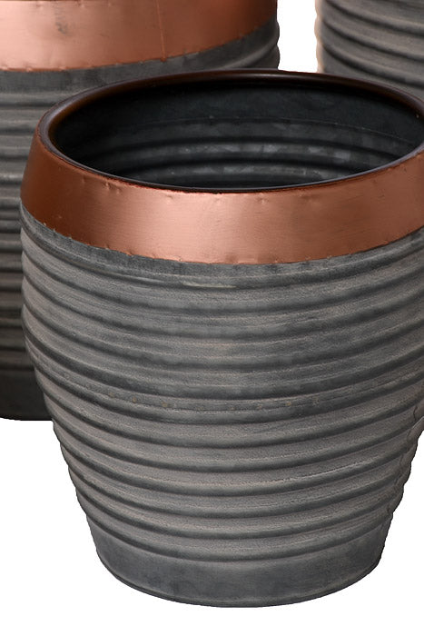 9".25/ 10.25" / 11.5" Metal Round Pot Gray Set/3