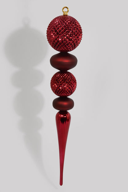 26" Jumbo Finial Ornament Shiny/Matte Burgundy