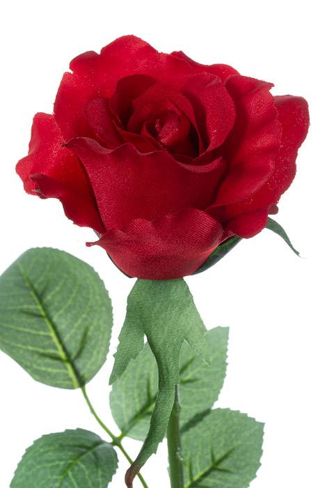 26" Silk Half Open Rose Spray Red Pkg/12