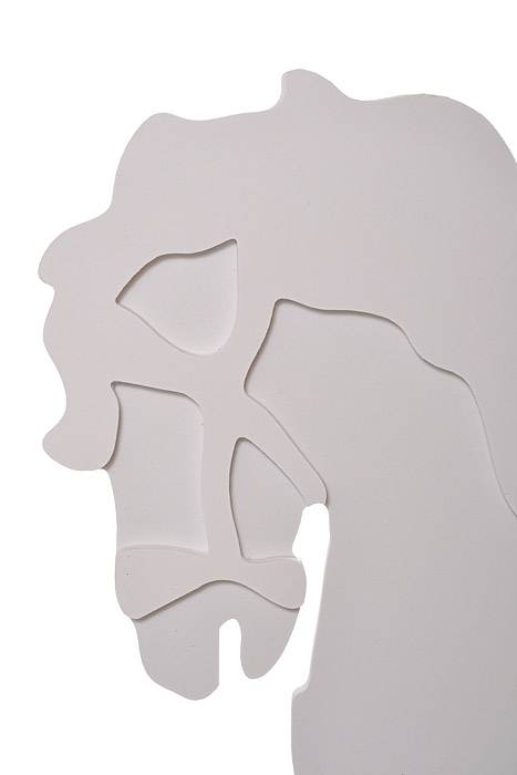 35" Carved Wooden Horse White