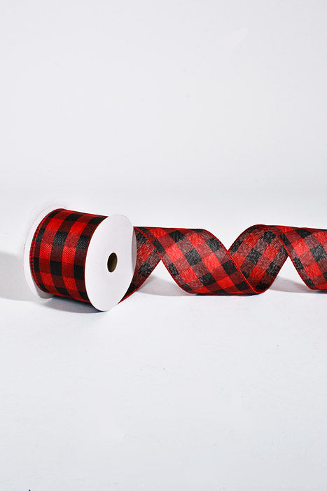 2-1/2" X 10Yds Wired Buffalo Rider Plaid Red/Black