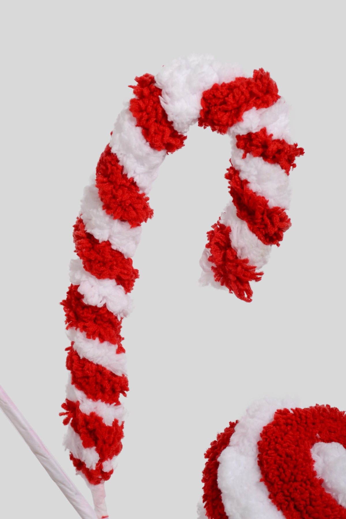 27" Striped Plush Candy Cane/Balls Stem Red/White