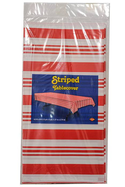 4.5Ft x 9Ft Striped Table Cover Red/White