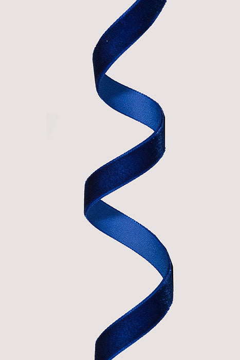 3/8" X 10Yds Velvet Woven Vintage Ribbon Royal Blue