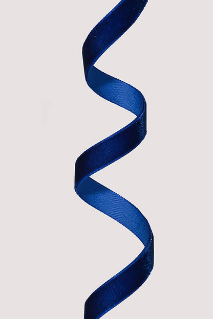 3/8" X 10Yds Velvet Woven Vintage Ribbon Royal Blue