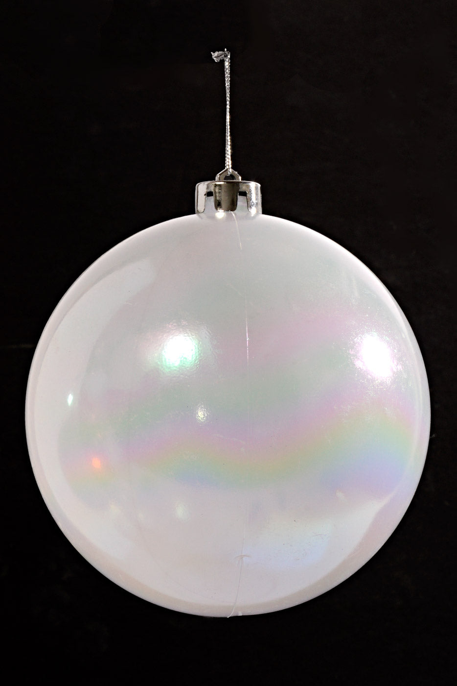 150MM Plastic Iridescent Ball Ornament White