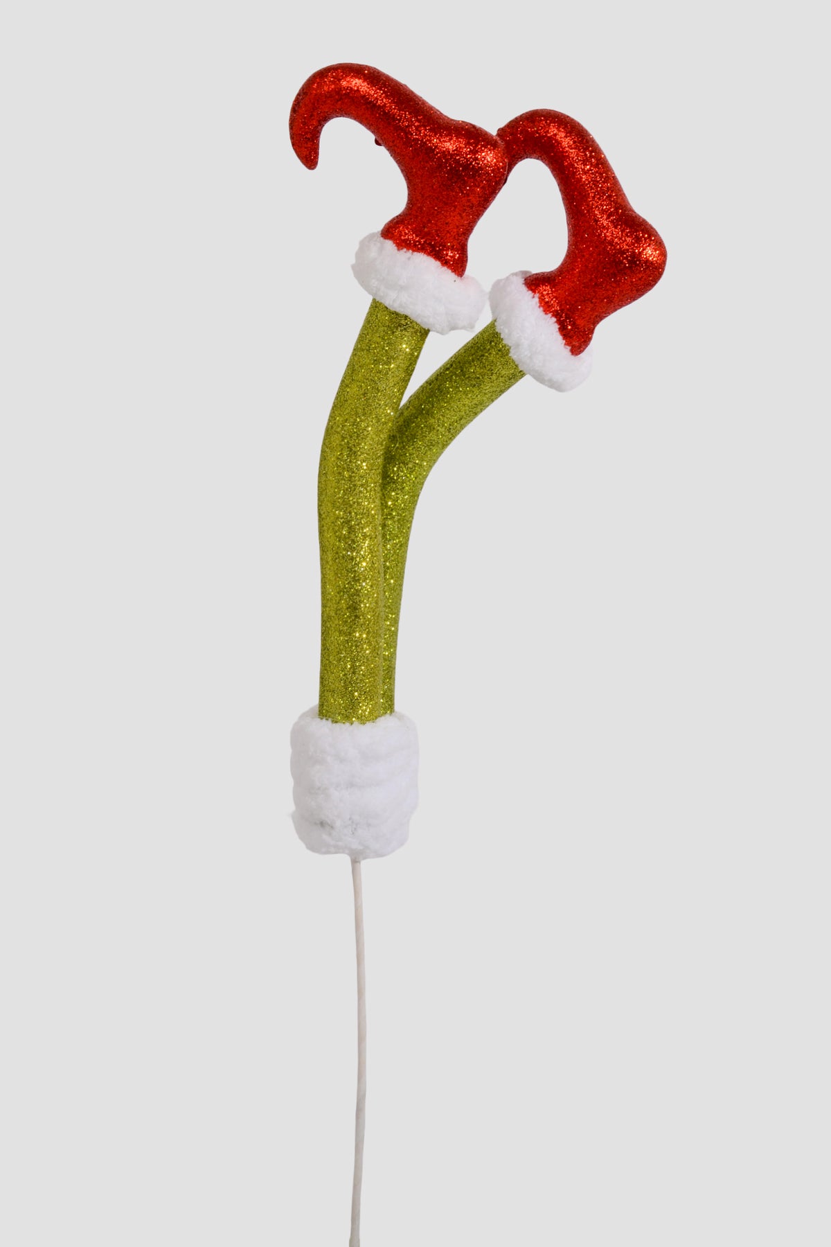 26" Glitter Green Legs Stem Red/White/Green