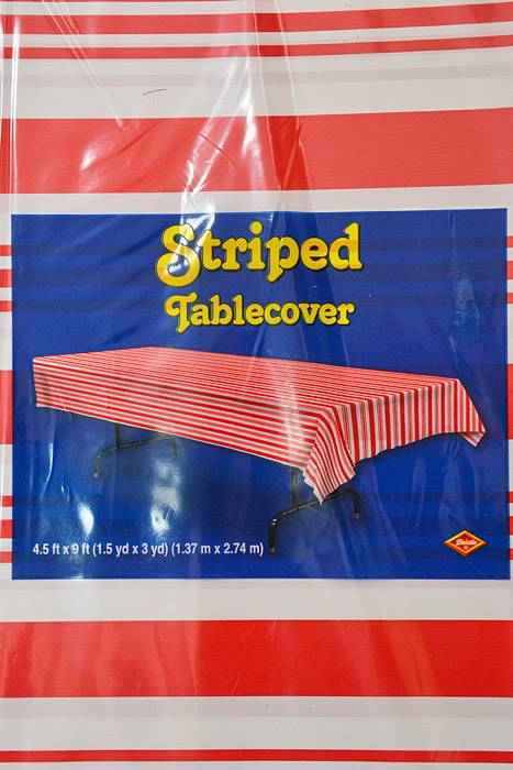 4.5Ft x 9Ft Striped Table Cover Red/White