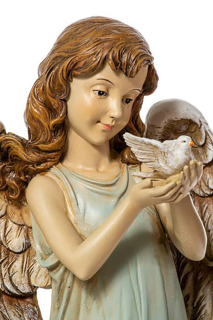 12.5" Angel Girl Holding A Dove