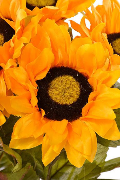 19" Silk Sunflower Bush Yellow