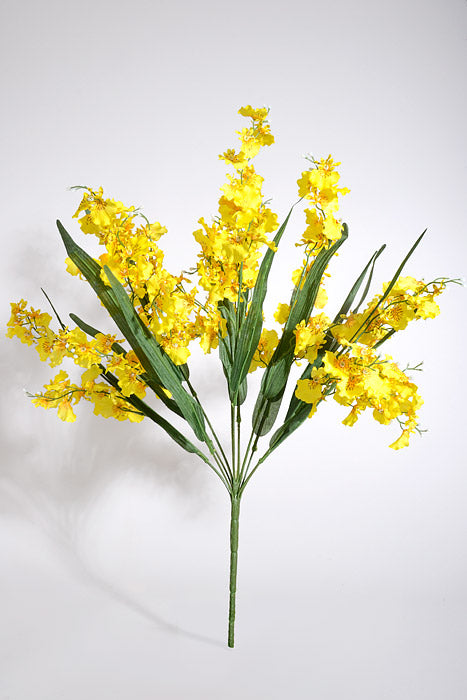 22" Silk Dancing Orchid Bush Yellow