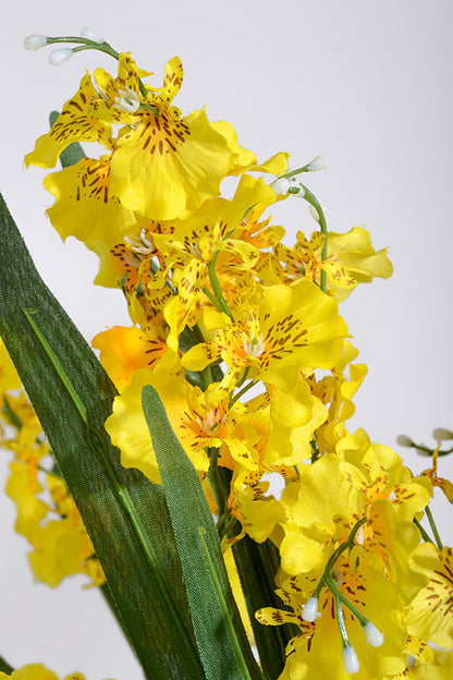 22" Silk Dancing Orchid Bush Yellow