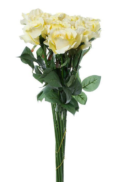 26" Half Open Rose Spray Soft Yellow Pkg/12